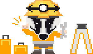 Badger mascot doing construction
